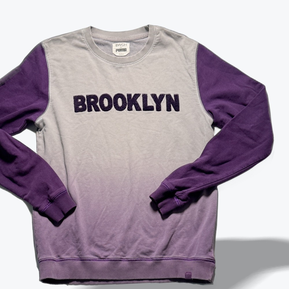 BWGH Sweatshirt Brooklyn for Puma Purple Ombre Mens Medium  Grey Crewneck 568075